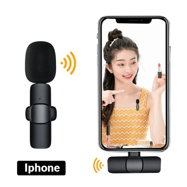 Microfone Lapela Wireless Sem Fio Para iPhone iPad Lightning
