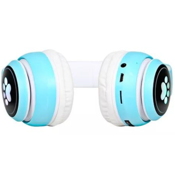 Fone Gatinho Azul Colorido Bluetooth