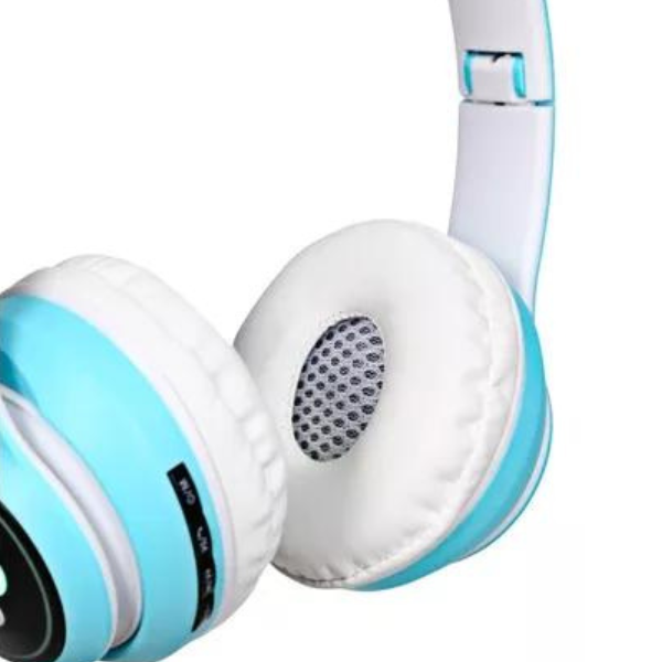 Fone Gatinho Azul Colorido Bluetooth