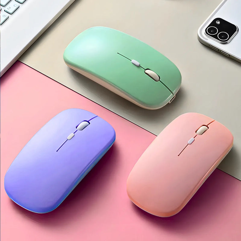 Teclado Sem Fio Bluetooth Recarregável Com Mouse - ROSA