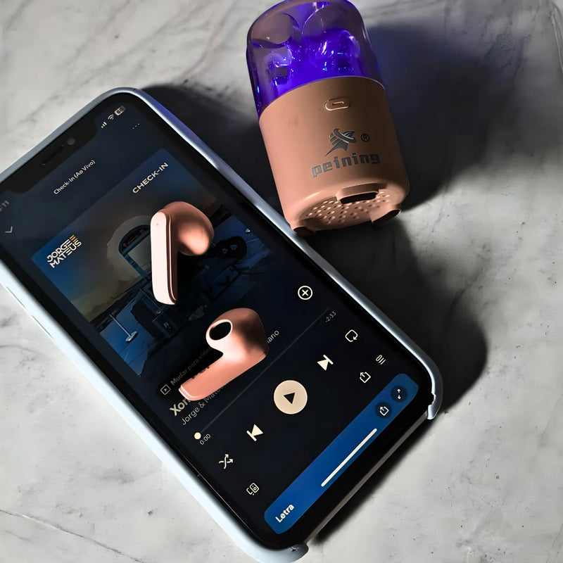 2 em 1 Imperdível! Fone Bluetooth + Caixa de Som S Fio Rosa
