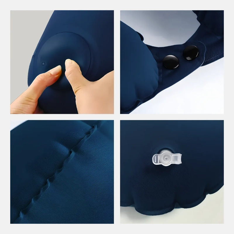 Travesseiro Almofada de Pescoço Inflável e Portátil - AZUL E