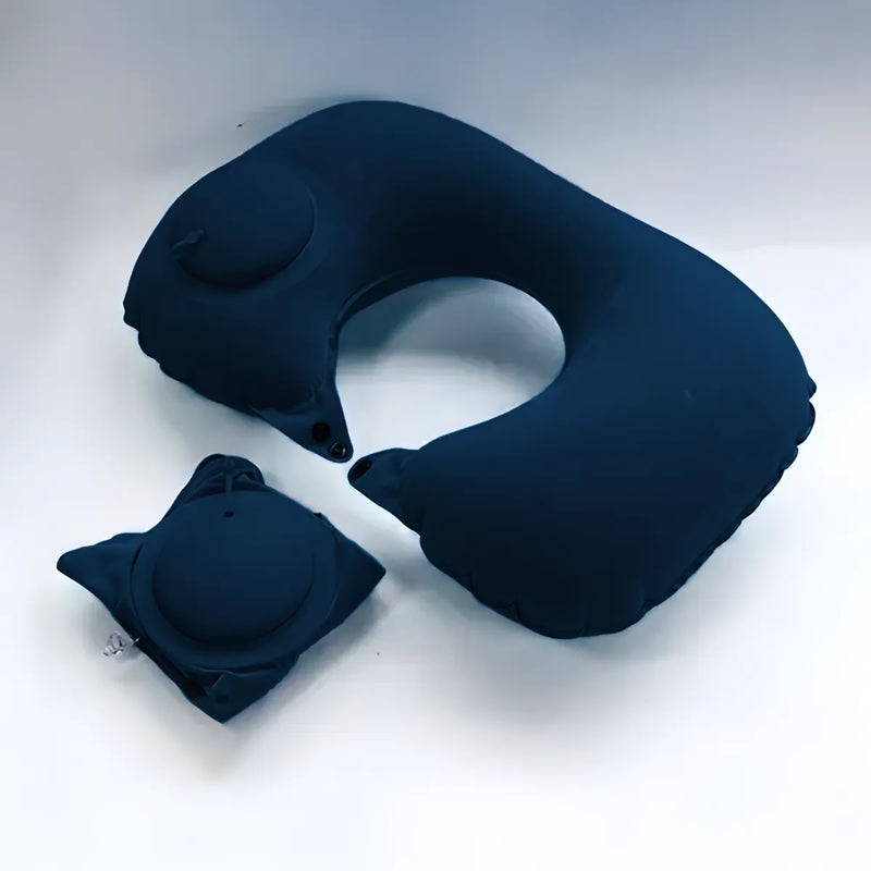Travesseiro Almofada de Pescoço Inflável e Portátil - AZUL E