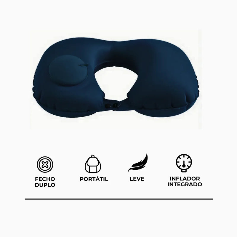 Travesseiro Almofada de Pescoço Inflável e Portátil - AZUL E