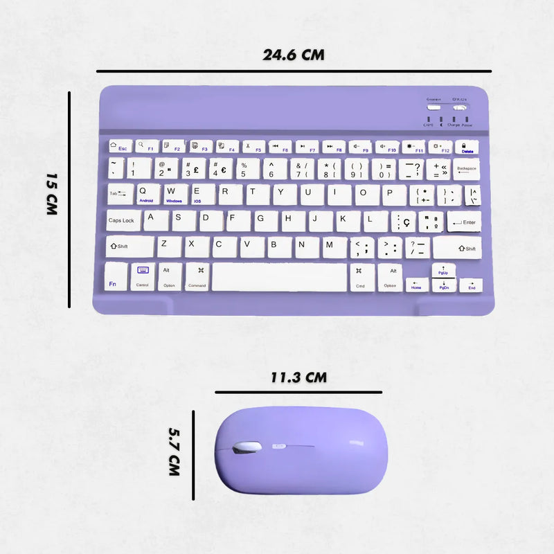 Kit Teclado roxo com mouse recarregavel