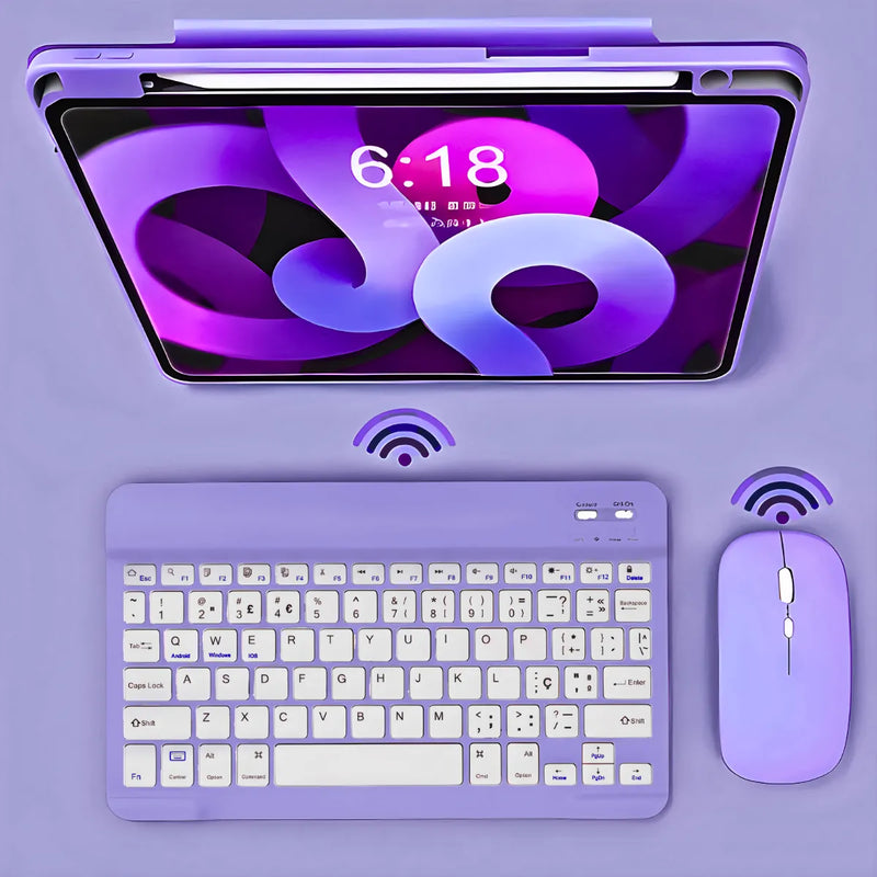 Kit Teclado roxo com mouse recarregavel