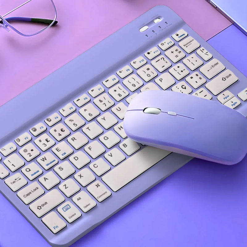 Kit Teclado roxo com mouse recarregavel