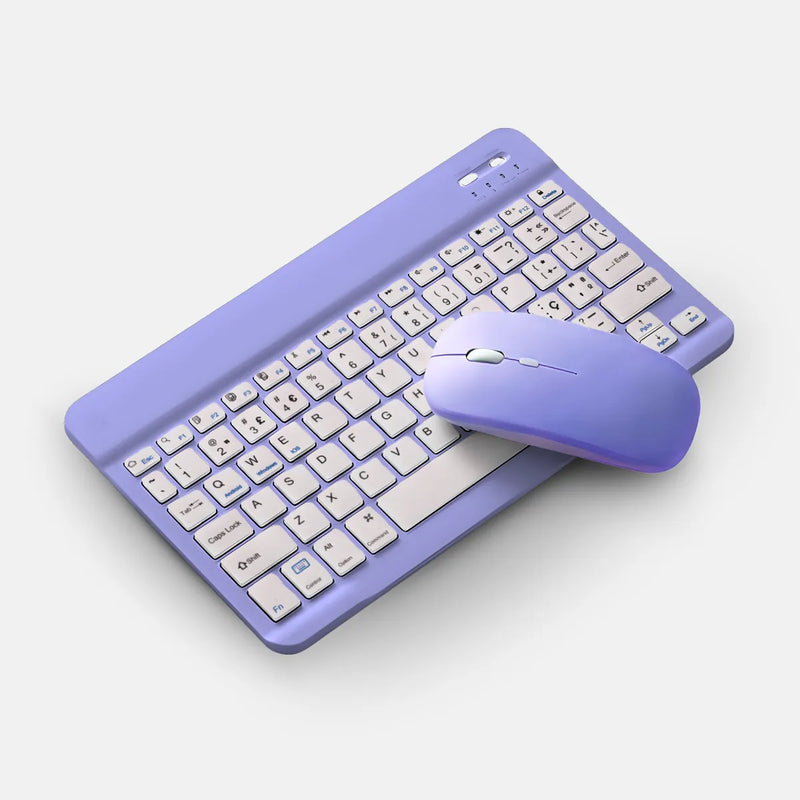 Kit Teclado roxo com mouse recarregavel
