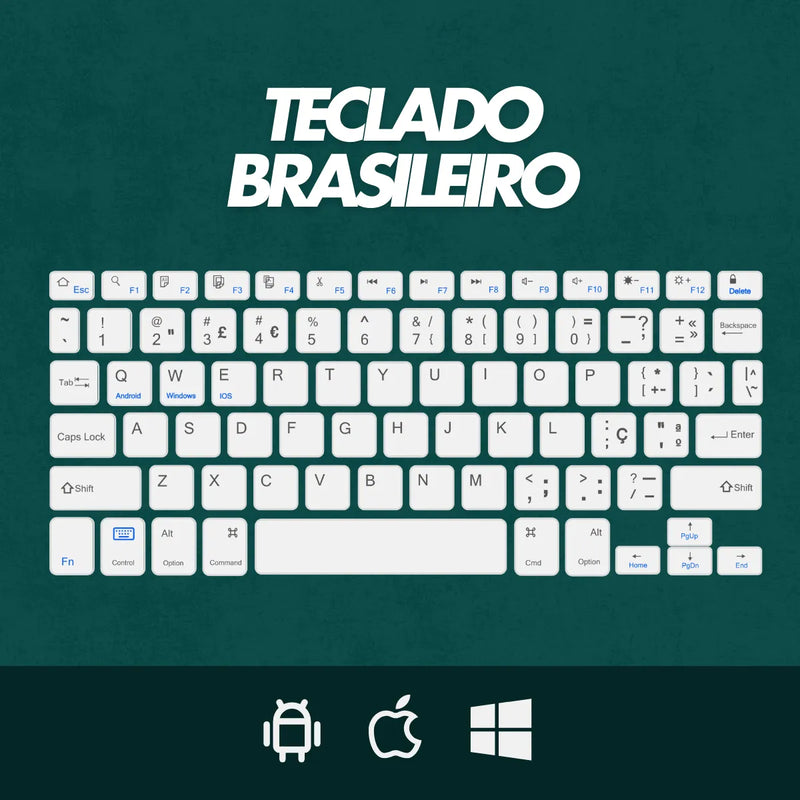 Teclado Sem Fio Bluetooth Recarregável Com Mouse - VERDE ESC