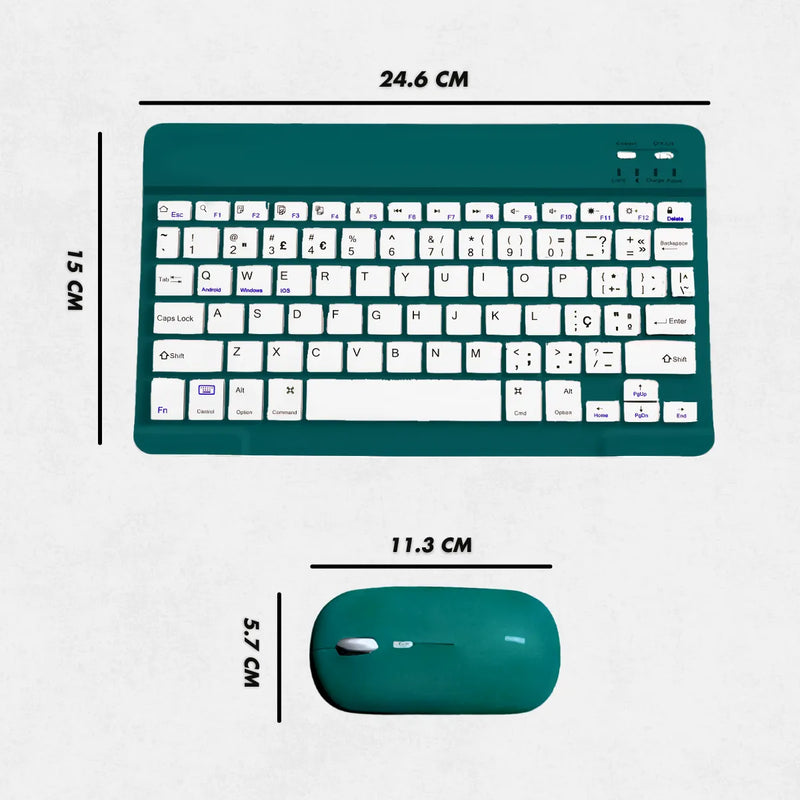 Teclado Sem Fio Bluetooth Recarregável Com Mouse - VERDE ESC