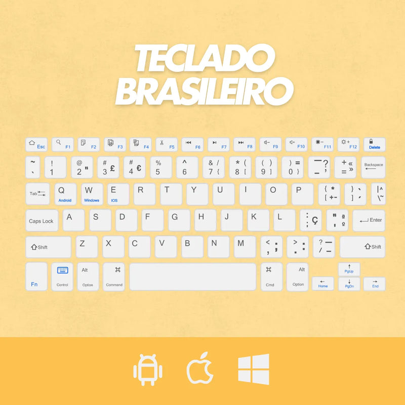 Teclado Sem Fio Bluetooth Recarregável Com Mouse - AMARELO