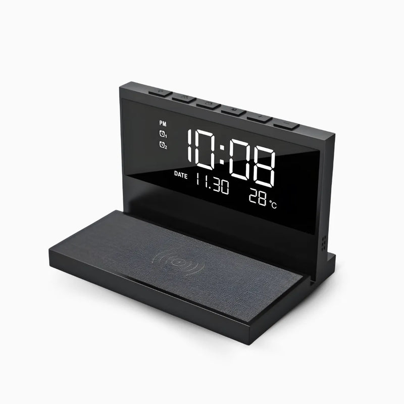 Carregador Indução + Relógio Despertador com mostrador de te