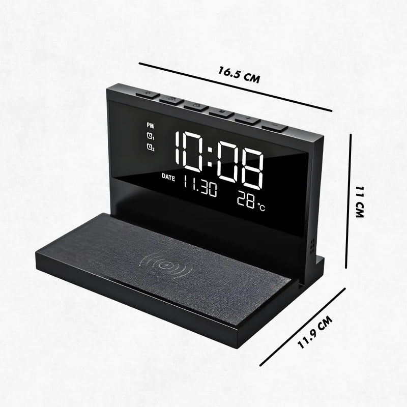 Carregador Indução + Relógio Despertador com mostrador de te