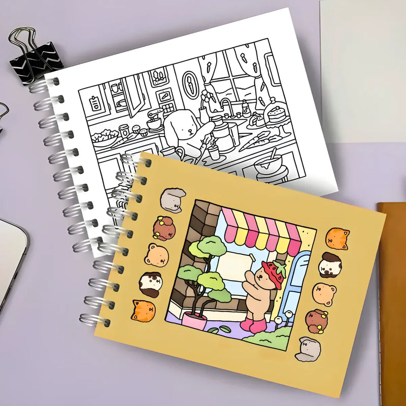 Kit Livro De Colorir Capa Dura + 24 Canetinhas - AMARELO