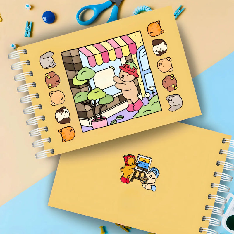 Kit Livro De Colorir Capa Dura + 24 Canetinhas - AMARELO