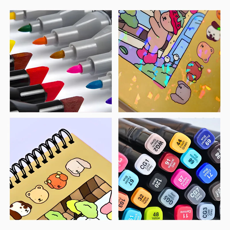 Kit Livro De Colorir Capa Dura + 24 Canetinhas - AMARELO