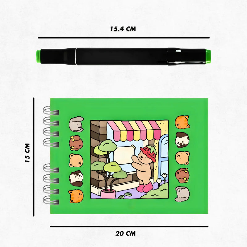 Kit Livro De Colorir Capa Dura + 24 Canetinhas - VERDE