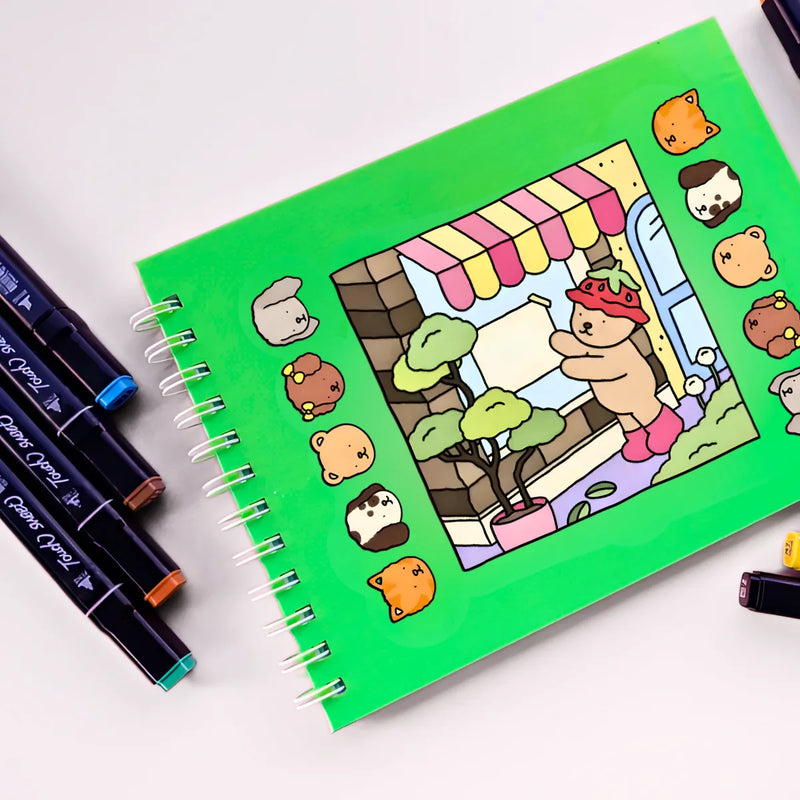 Kit Livro De Colorir Capa Dura + 24 Canetinhas - VERDE