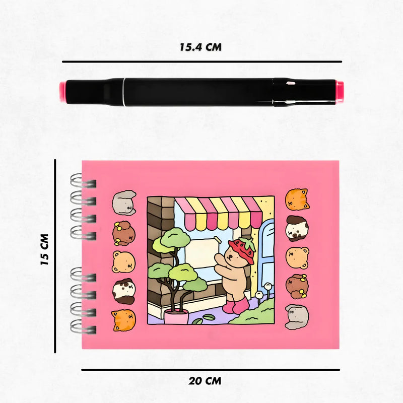 Kit Livro De Colorir Capa Dura + 24 Canetinhas - ROSA