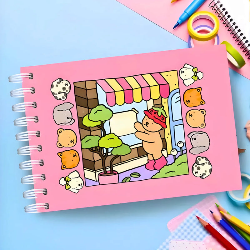 Kit Livro De Colorir Capa Dura + 24 Canetinhas - ROSA
